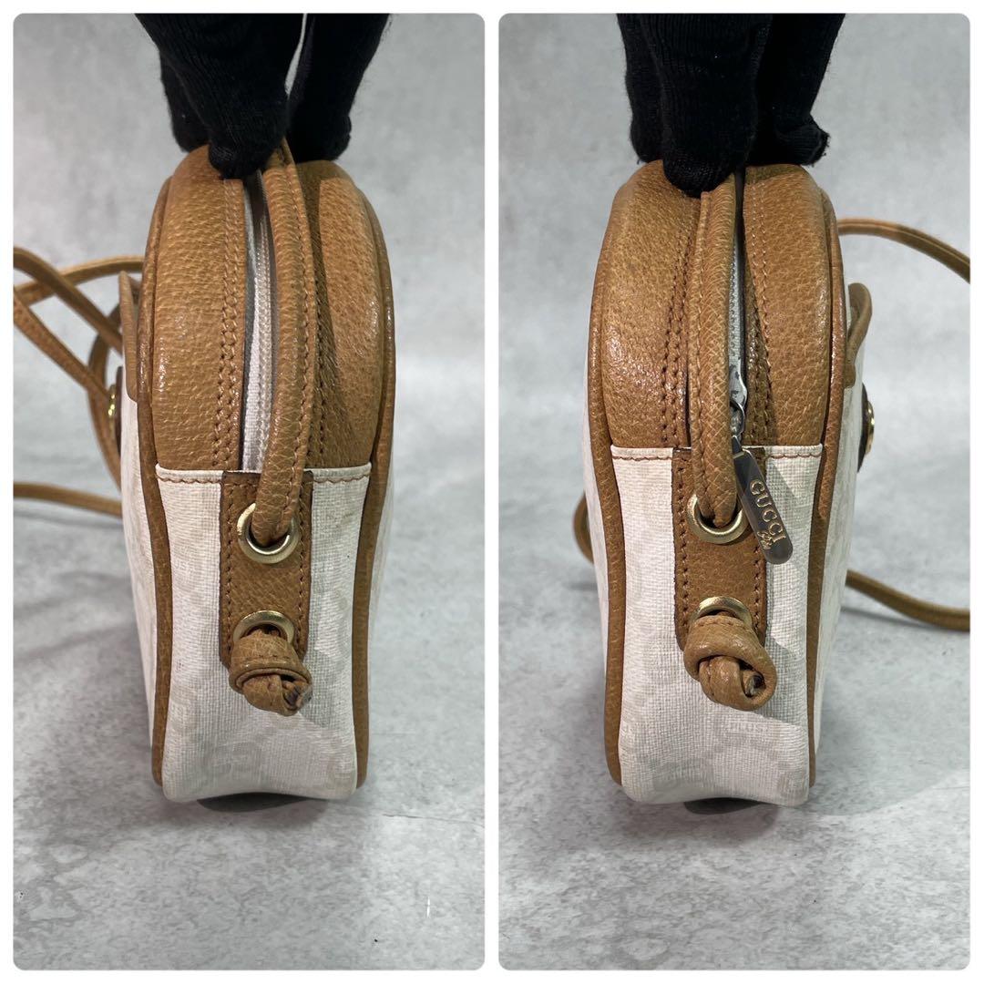 Gucci GG Shoulder Bag Brown White Logo Leather — view 7