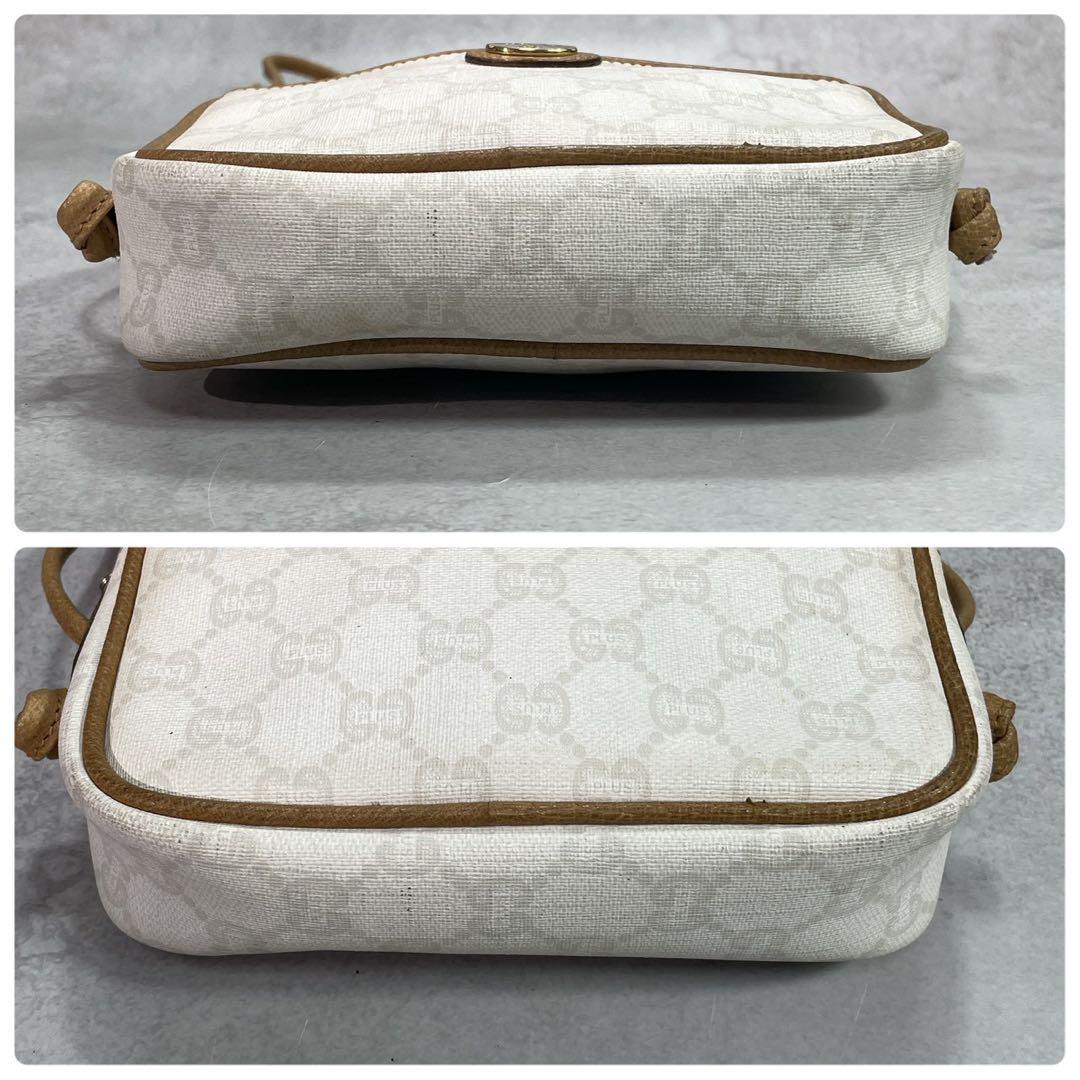 Gucci GG Shoulder Bag Brown White Logo Leather — view 8