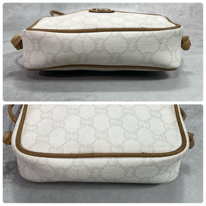 Gucci GG Shoulder Bag Brown White Logo Leather — view 8