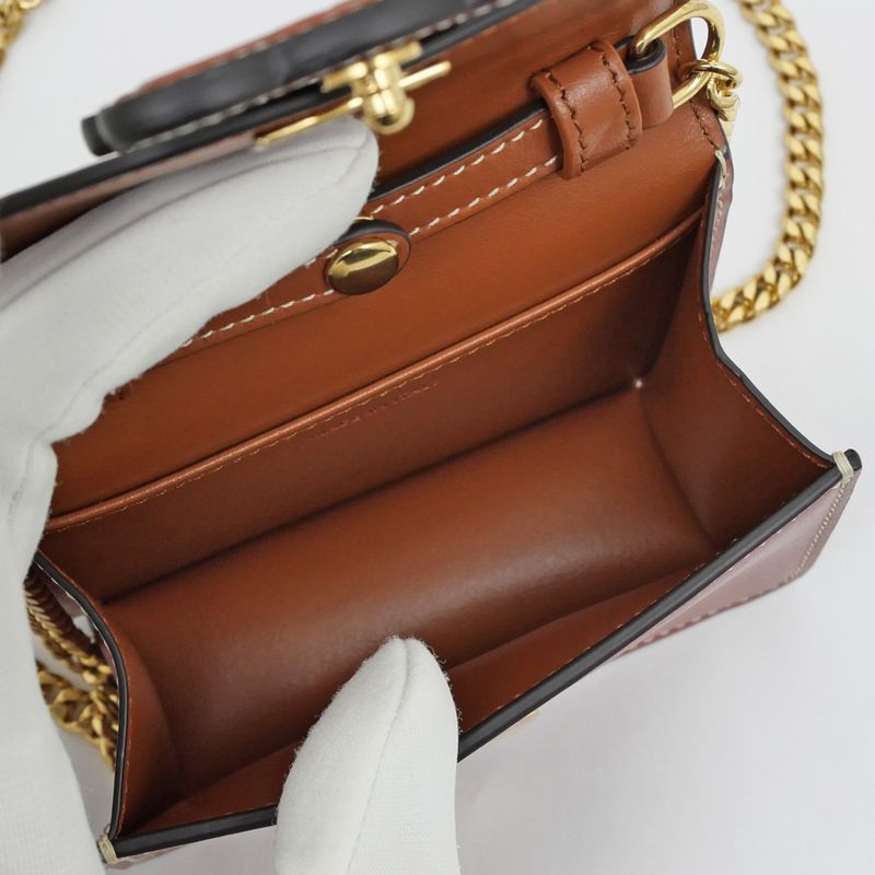 Celine Triomphe Card Holder With Chain - 10j743dpv.04lu Tan Brown