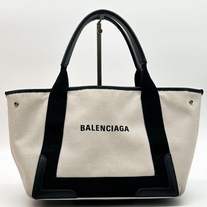 Balenciaga Navy Cabas M Canvas Beige Tote Pouch — view 2