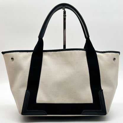 Balenciaga Navy Cabas M Canvas Beige Tote Pouch — view 3