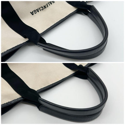 Balenciaga Navy Cabas M Canvas Beige Tote Pouch — view 8