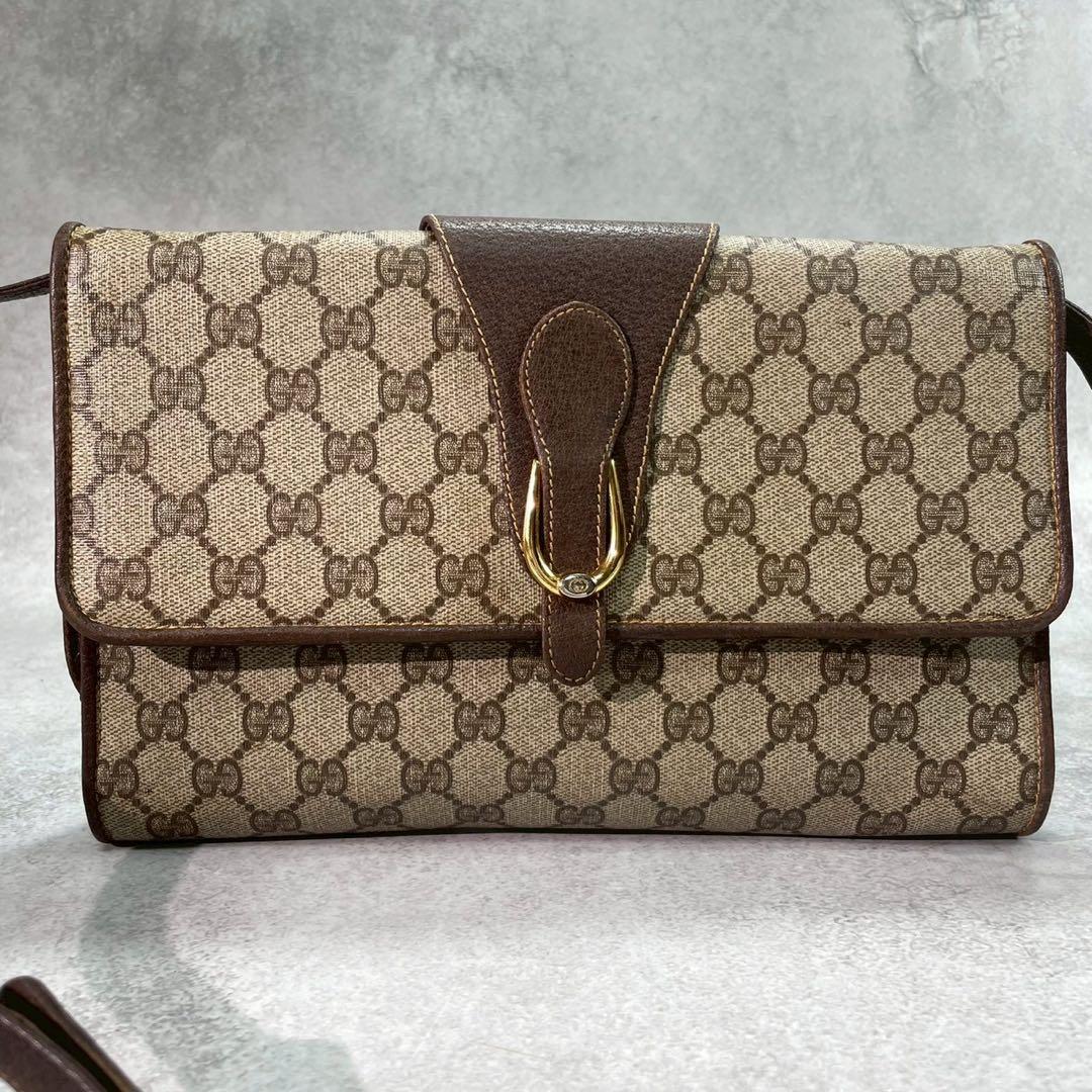 Gucci GG Shoulder Bag Brown Beige Leather — view 2