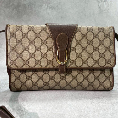 Gucci GG Shoulder Bag Brown Beige Leather — view 2