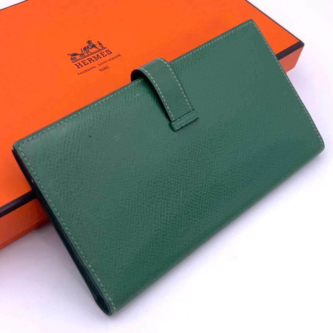 Hermes Bearn Classic Wallet Veau Grene Courchevel Vintage — view 2