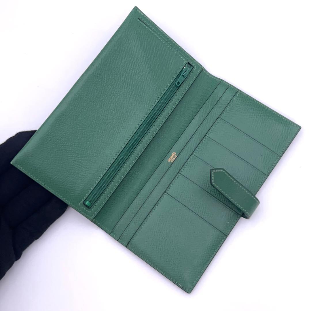 Hermes Bearn Classic Wallet Veau Grene Courchevel Vintage — view 3
