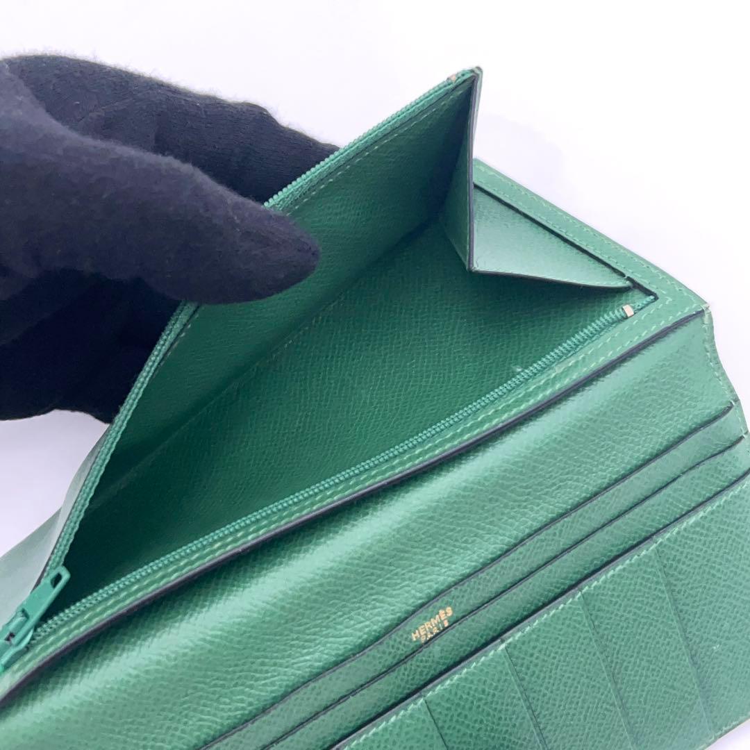 Hermes Bearn Classic Wallet Veau Grene Courchevel Vintage — view 5