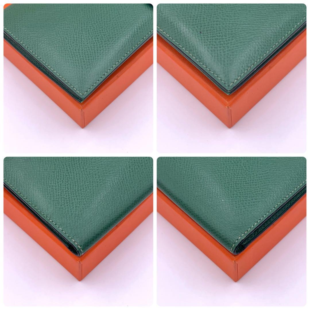 Hermes Bearn Classic Wallet Veau Grene Courchevel Vintage — view 8