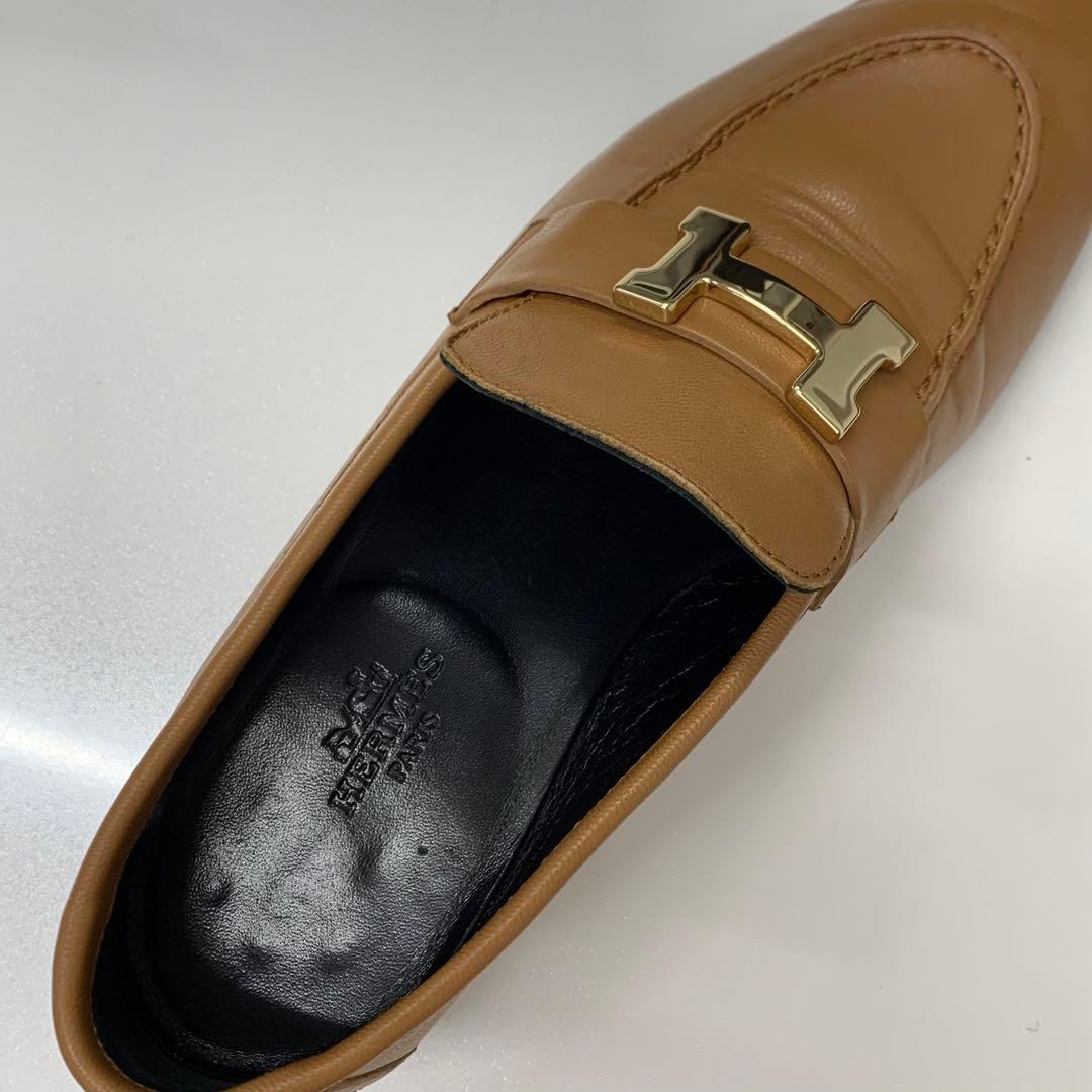 Hermes Paris H Leather Loafers Brown — view 7
