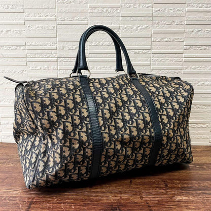 Dior Trotter Canvas Leather Boston Hand Bag All Over Pattern