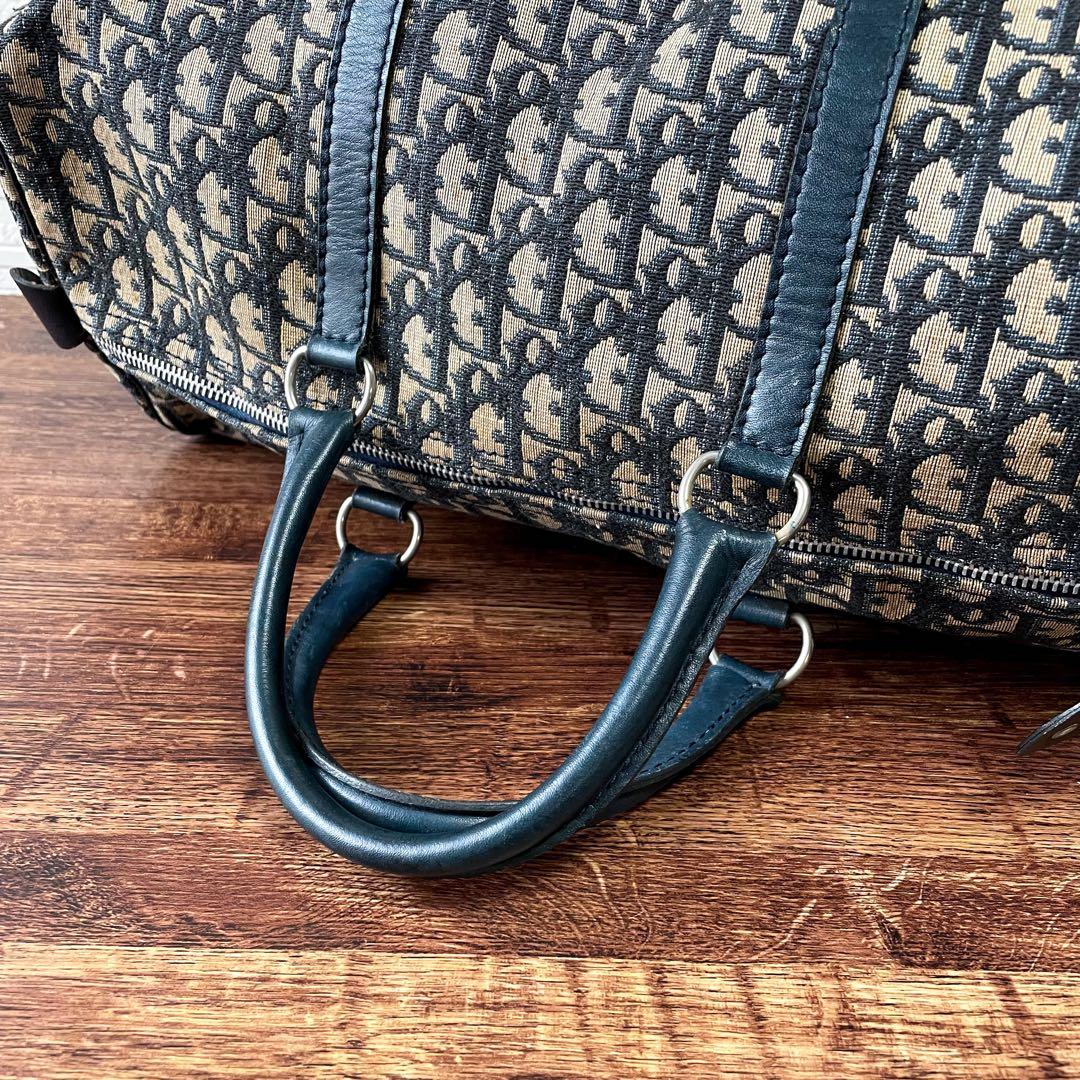 Dior Trotter Canvas Leather Boston Hand Bag All Over Pattern — view 6