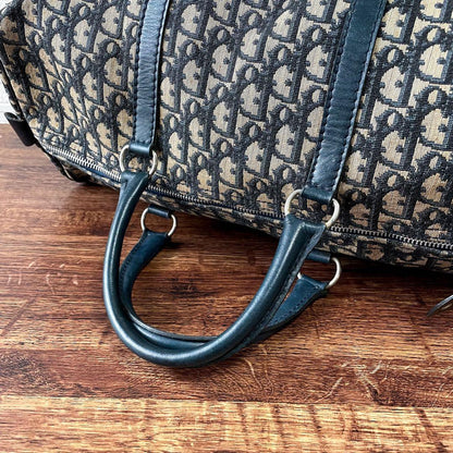 Dior Trotter Canvas Leather Boston Hand Bag All Over Pattern — view 6