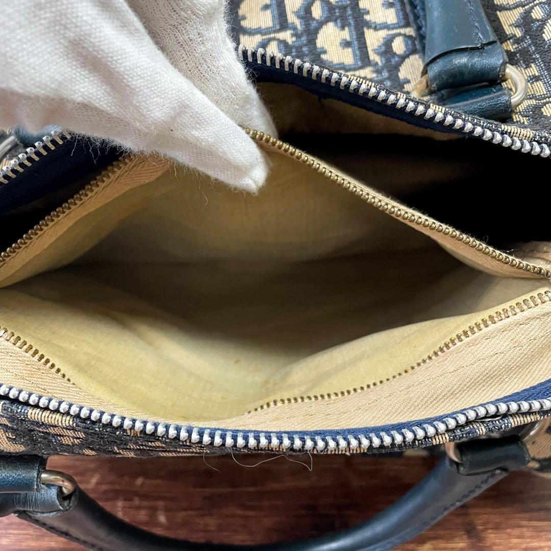 Dior Trotter Canvas Leather Boston Hand Bag All Over Pattern — view 9