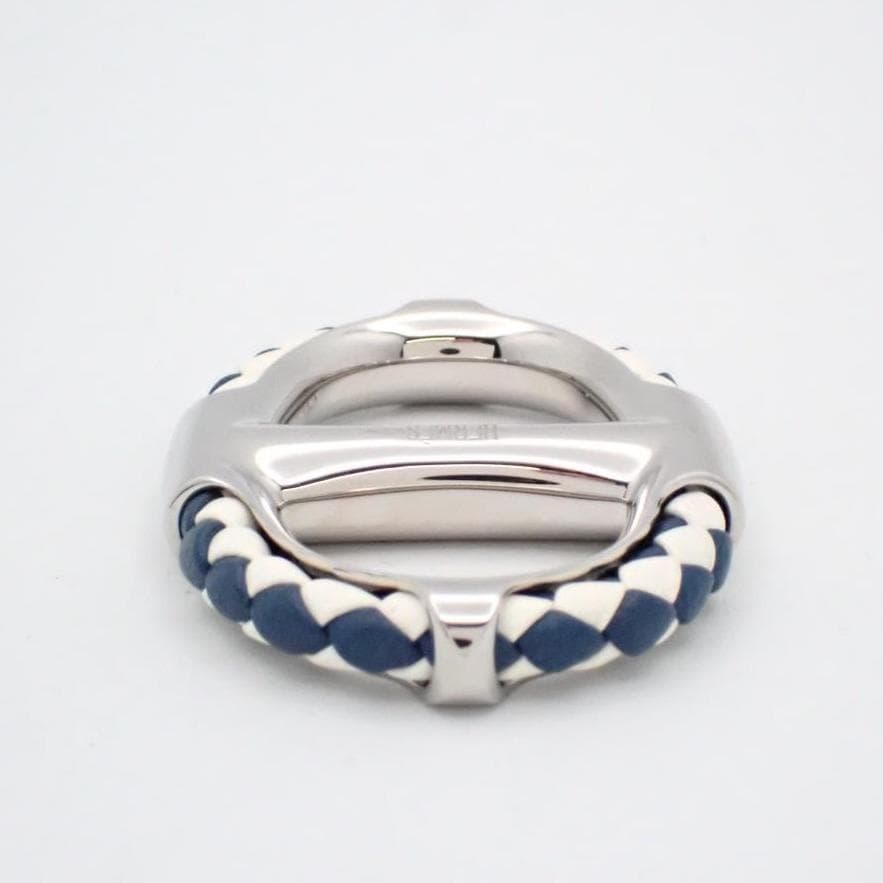 Hermes Scarf Ring 90 Chaine D'ancre Blue Silver — view 2