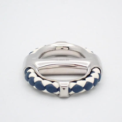 Hermes Scarf Ring 90 Chaine D'ancre Blue Silver — view 2