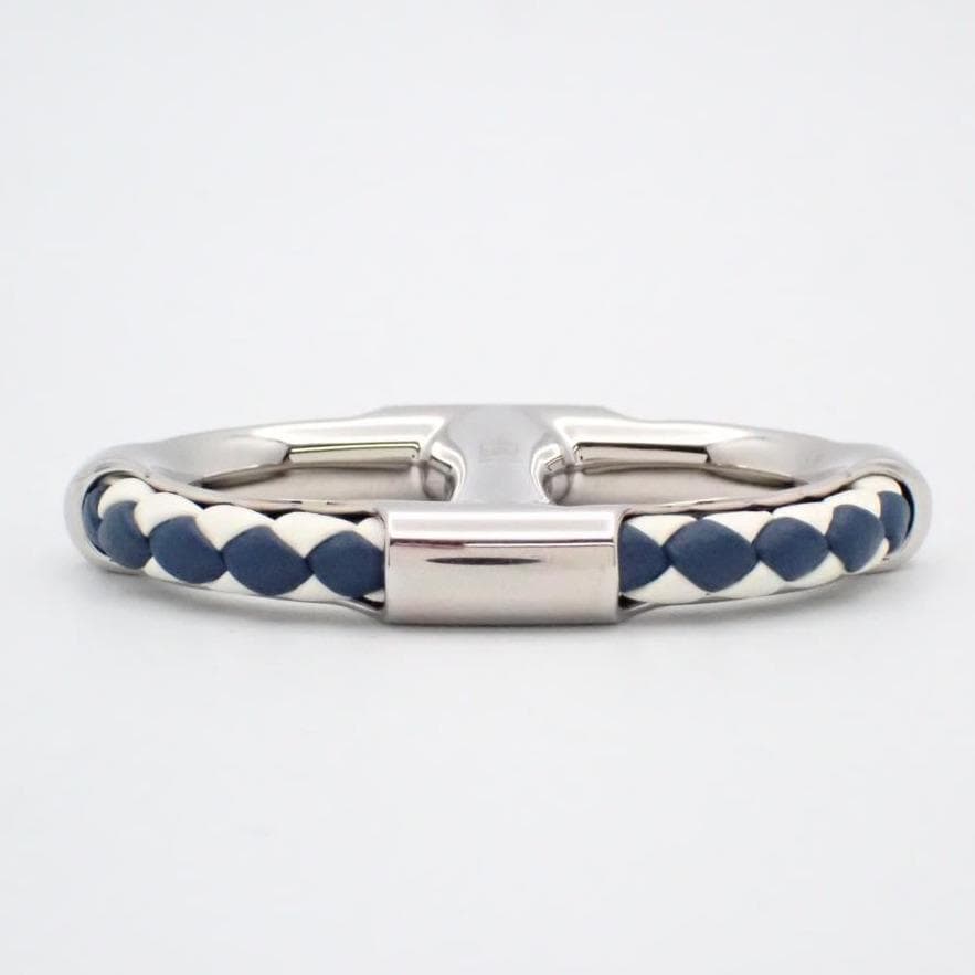 Hermes Scarf Ring 90 Chaine D'ancre Blue Silver — view 3
