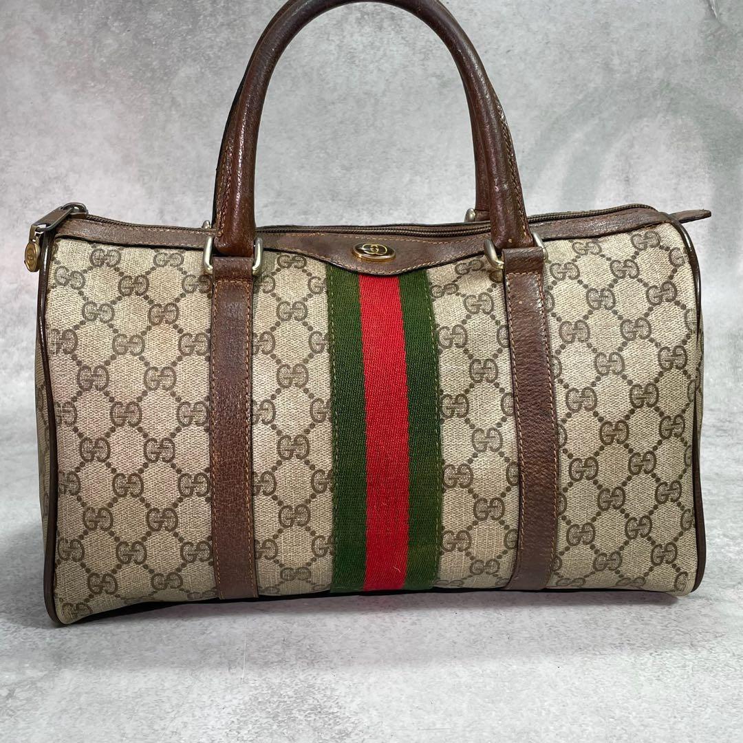 Gucci GG Sherry Line Boston Bag Brown Leather — view 2