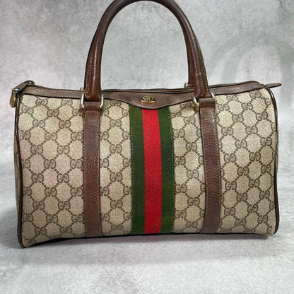 Gucci GG Sherry Line Boston Bag Brown Leather — view 2