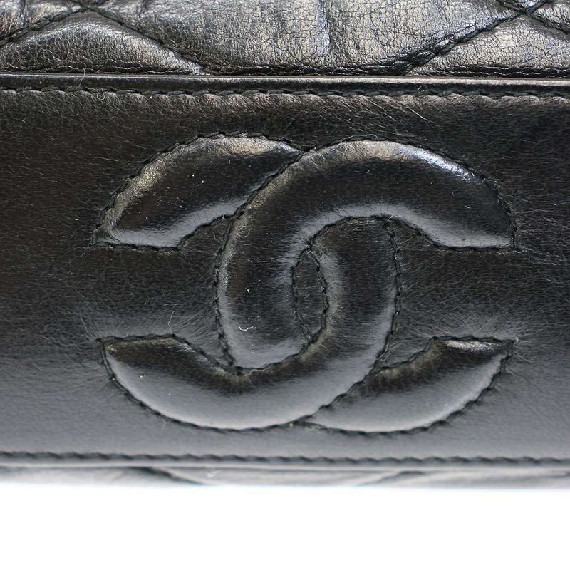 Chanel Old Vintage Matelasse Leather Shoulder Bag Black