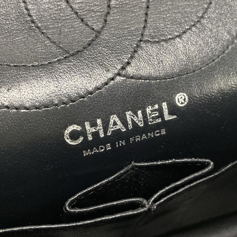 Chanel Shoulder Bag Double Flap Matelasse /255 Black Silver Hardware / Chain