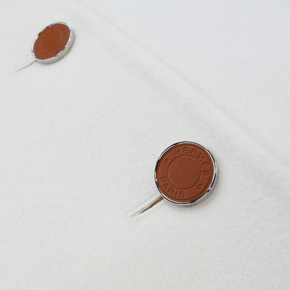 Hermes Serie Button Short Coat 3h0102da 40 Off-white Jacket Cashmere
