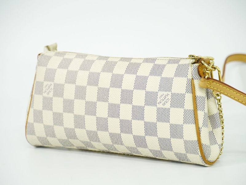 Authentic Louis Vuitton LV Eva Damier Azure 2WAY Shoulder Bag Handbag White