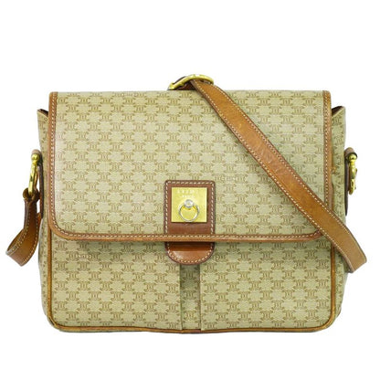 Authentic Celine Macadam Shoulder Bag Pochette PVC Beige Macadam Bag Pre-owned