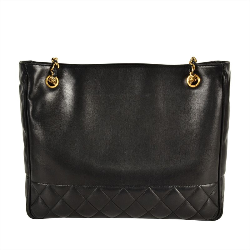 Chanel Shoulder Bag Black Gold Hardware Coco Mark Vintage Women