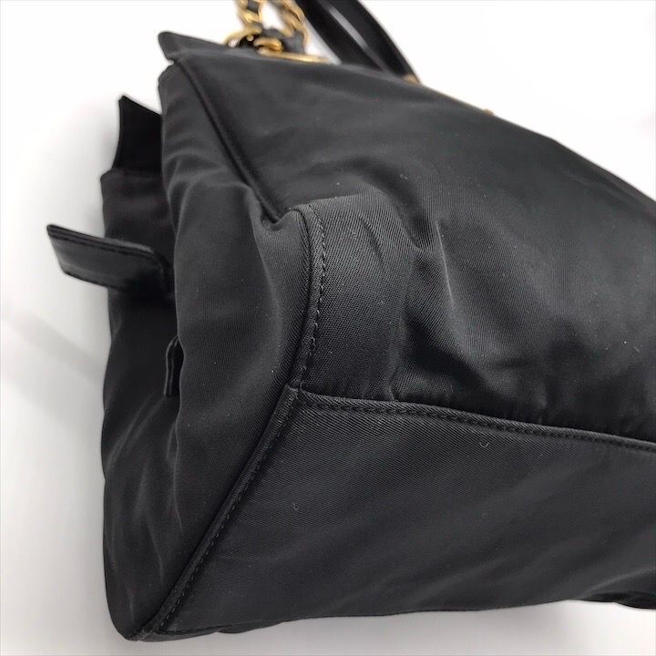 Prada Nylon Tessuto Chain Shoulder Bag Black