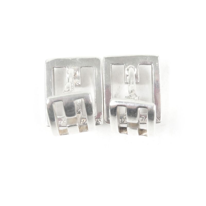 Hermes Vintage H Logo Motif Cufflinks Button Cufflinks Sv925 Silver With Box