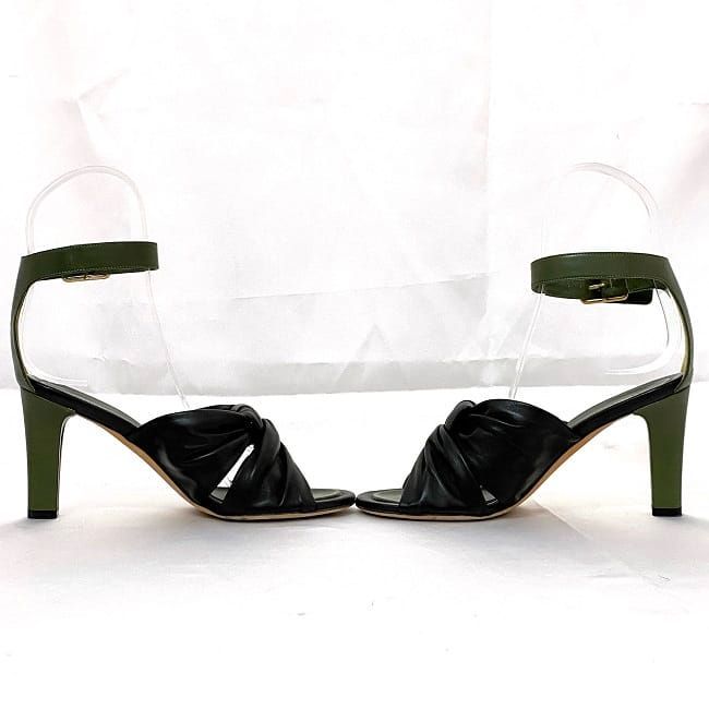 Celine Heels Sandals Khaki Black Ec20708 Excellent Condition