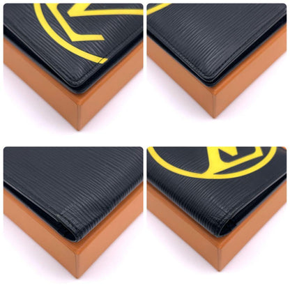 Louis Vuitton Epi Portefeuille Brazza Circle Black Yellow Wallet — view 8
