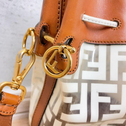 Fendi Montresor Zucca Pattern Clear Drawstring Bucket Bag Leather — view 9