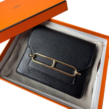 Hermes Roulis Slim Wallet Black Coin Case