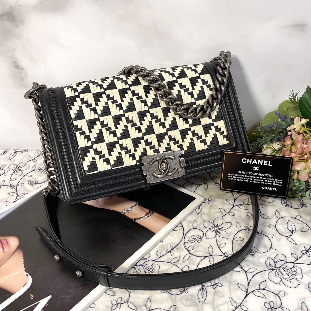 Chanel Boy Bicolor Black Silver Shoulder