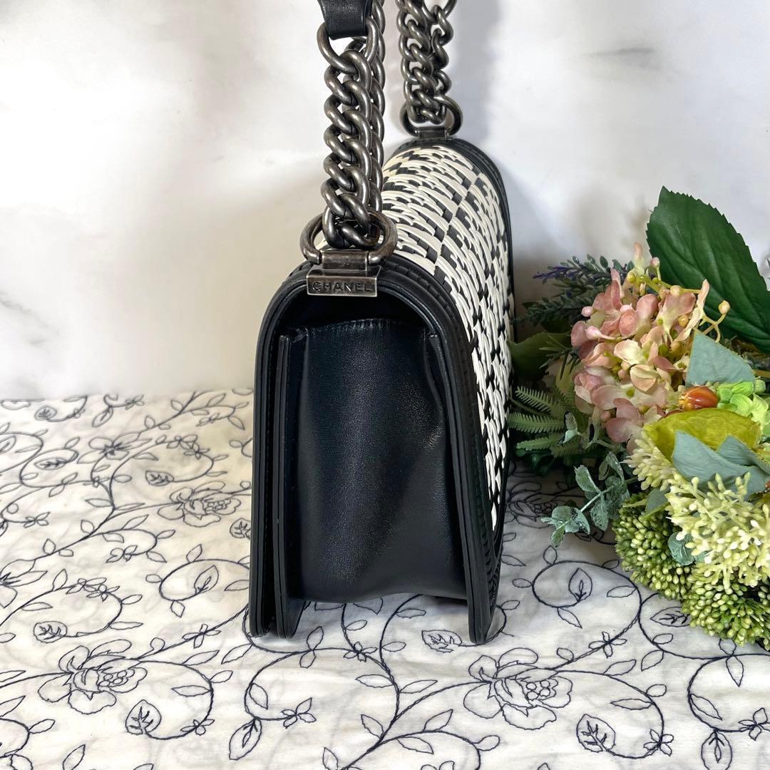 Chanel Boy Bicolor Black Silver Shoulder — view 5