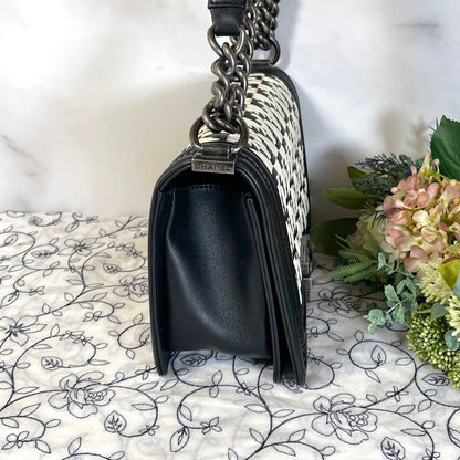 Chanel Boy Bicolor Black Silver Shoulder — view 6