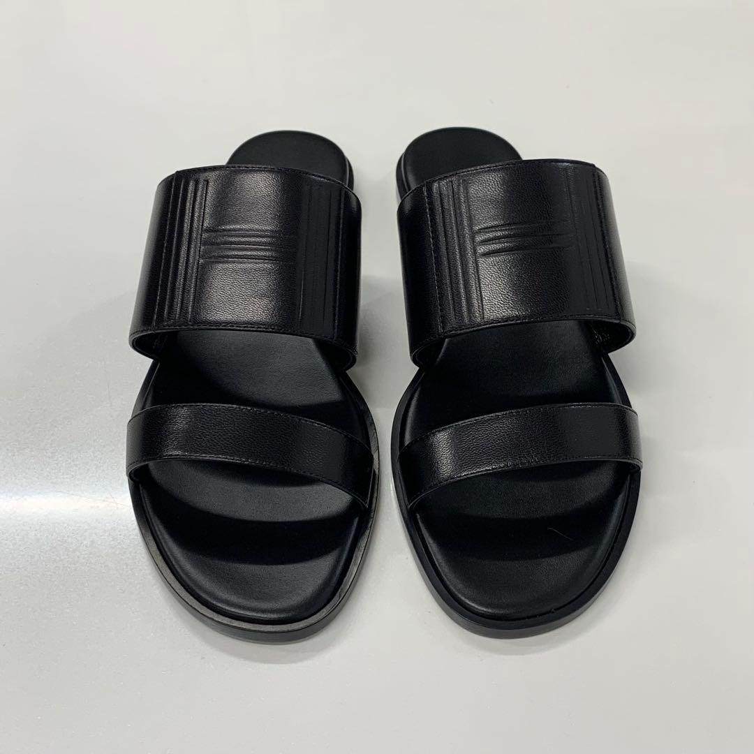 Hermes Mona Leather Sandals Black — view 2