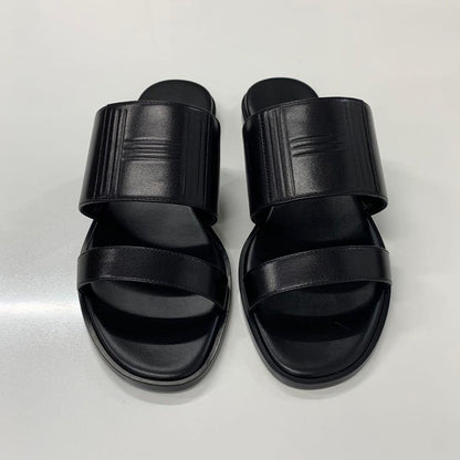 Hermes Mona Leather Sandals Black — view 2