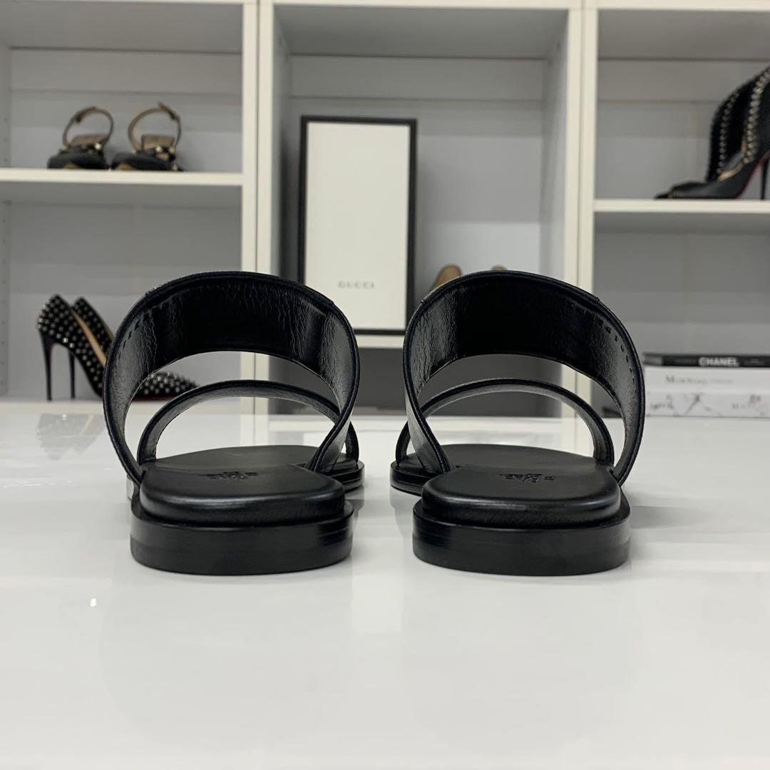 Hermes Mona Leather Sandals Black — view 5