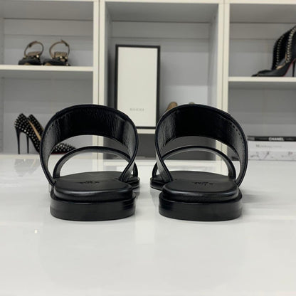 Hermes Mona Leather Sandals Black — view 5