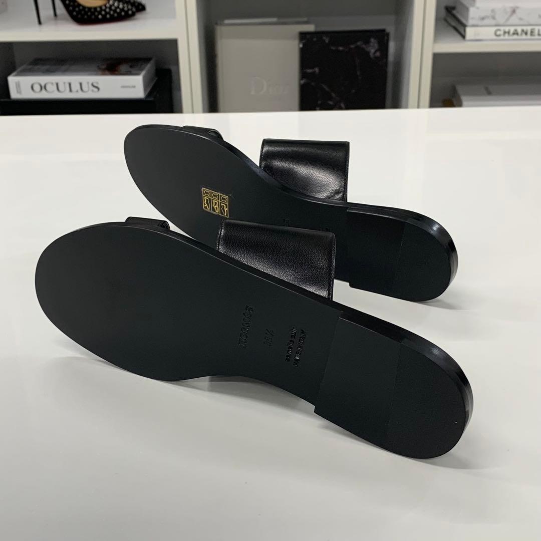 Hermes Mona Leather Sandals Black — view 6