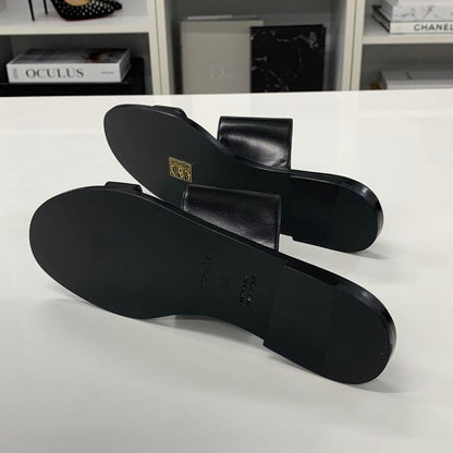 Hermes Mona Leather Sandals Black — view 6