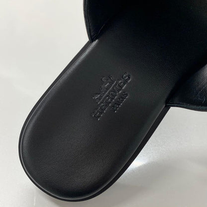 Hermes Mona Leather Sandals Black — view 7