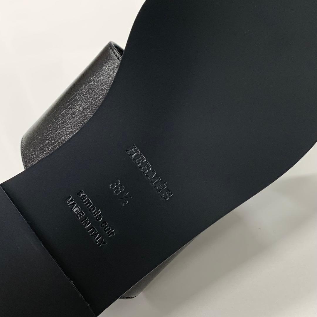 Hermes Mona Leather Sandals Black — view 8