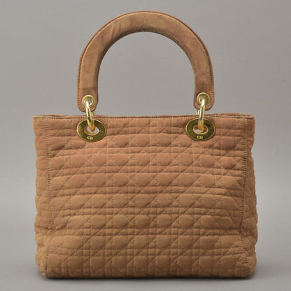 Dior Lady Dior Cannage Handbag Nylon Brown Beige — view 3