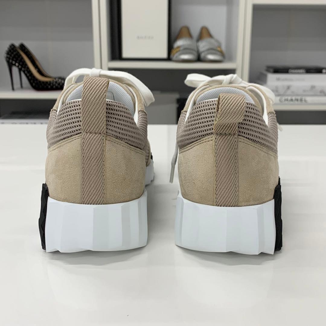 Hermes Bouncing Fabric Suede Sneakers Beige