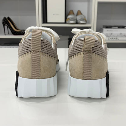 Hermes Bouncing Fabric Suede Sneakers Beige