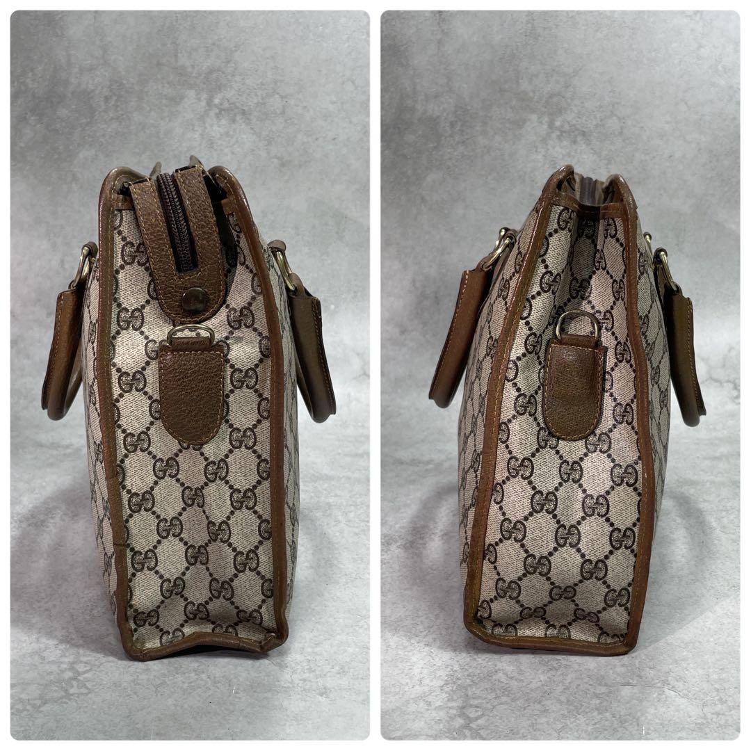Gucci GG Sherry Line Tote Bag Brown Leather Logo — view 7
